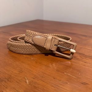 NWOT Talbots 100% Genuine Leather Camel Color Braided Belt Size Large